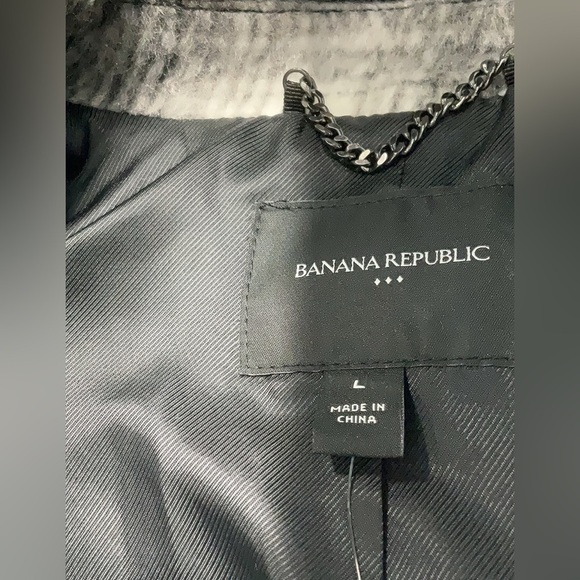 NEW Banana Republic Black and Gray Plaid Teddy Jacket - Picture 3 of 5